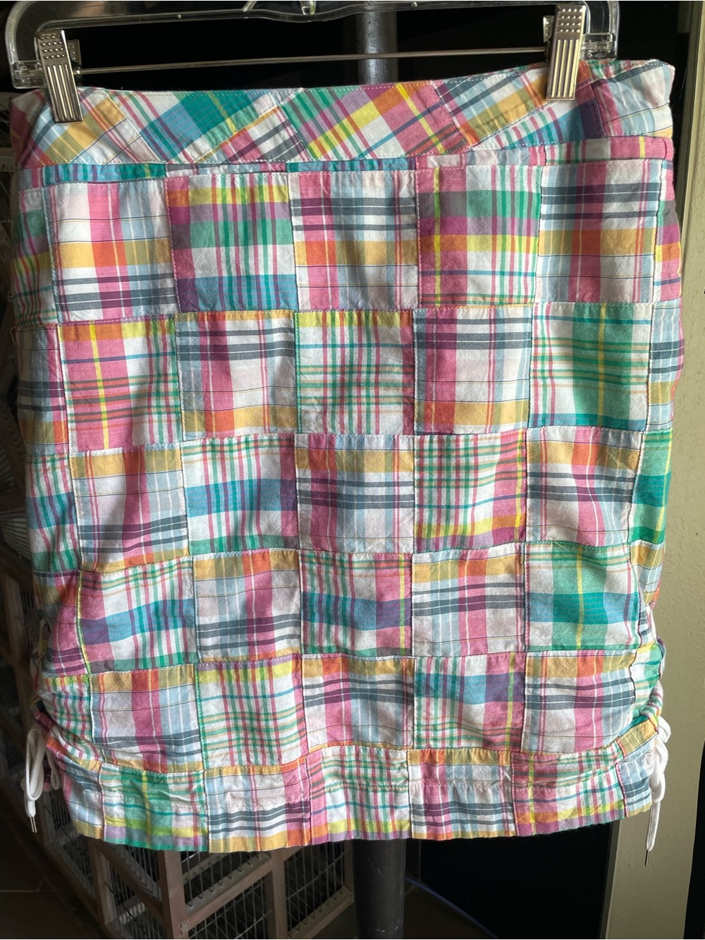 Talbots Madras Cotton Skirt Lace-Up Sides